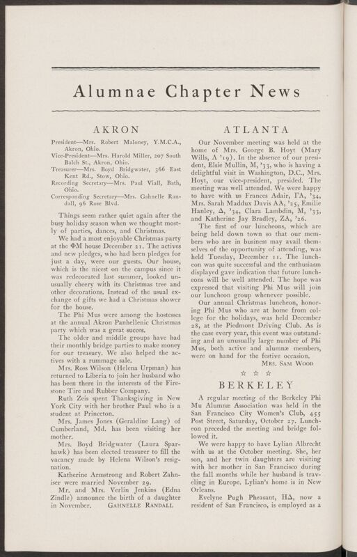 Alumnae Chapter News: Atlanta, January 1935 (Image)