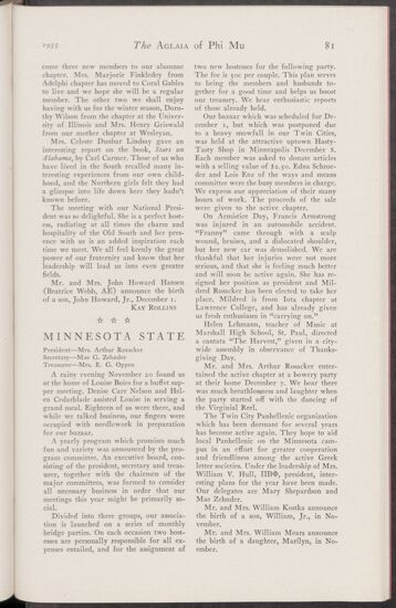 Alumnae Chapter News: Minnesota State, January 1935 (Image)