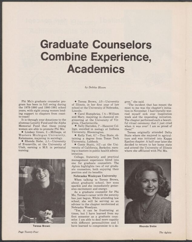 Graduate Counselors Combine Experience, Academics (Image)