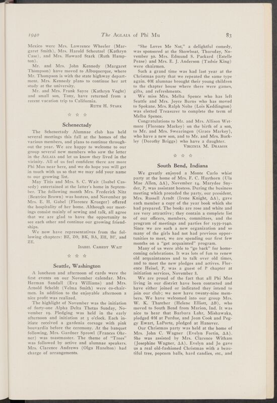 Alumnae Chapter News: Schenectady, January 1940 (Image)