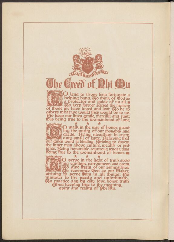 The Creed of Phi Mu (Image)