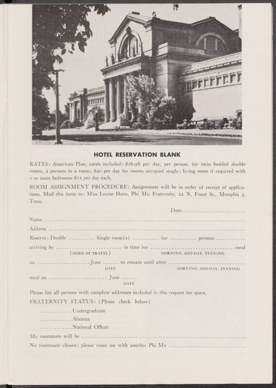 1960 Convention Registration & Hotel Reservation Image