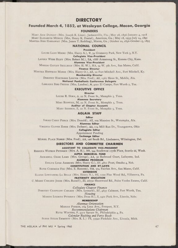 Spring 1960 Directory Image