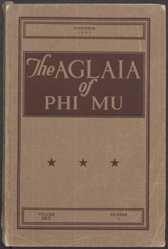The Aglaia of Phi Mu, Vol. XXII, No. 1 Front Cover (Image)