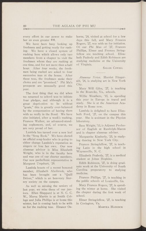 November 1927 Chapter Letters: Lambda Chapter Image
