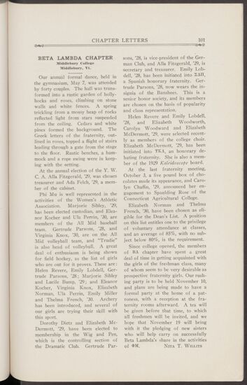 Chapter Letters: Beta Lambda Chapter, November 1927 (Image)