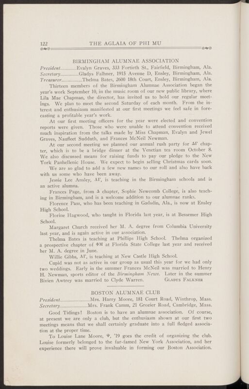 Alumnae Associations: Birmingham Alumnae Association, November 1927 (Image)