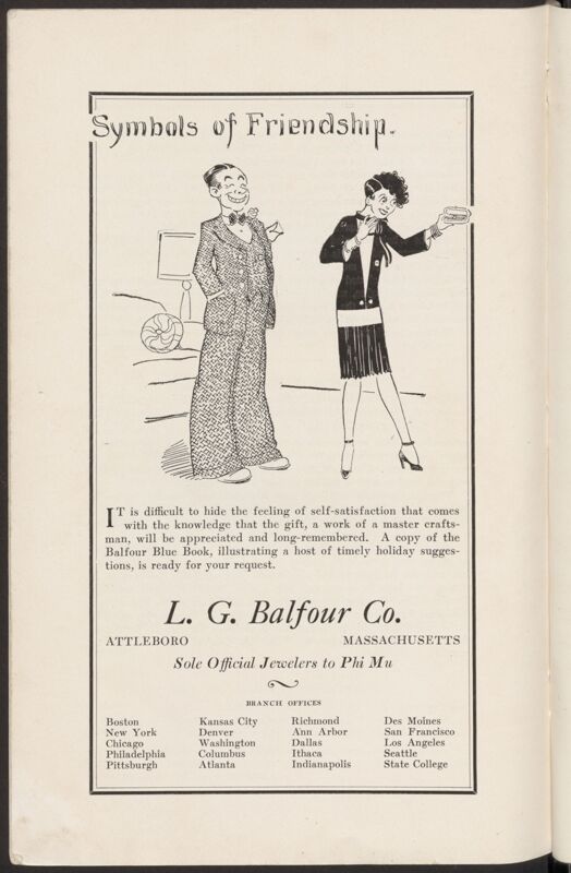 November 1927 L. G. Balfour Company Advertisement Image