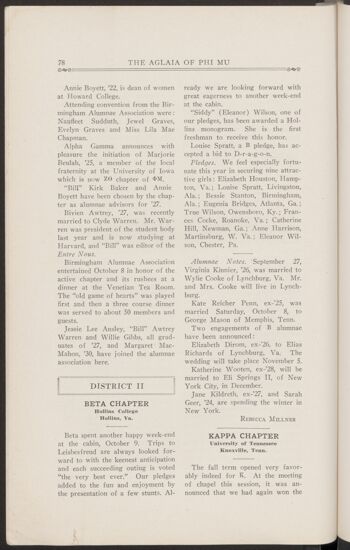 Chapter Letters: Beta Chapter, November 1927 (Image)