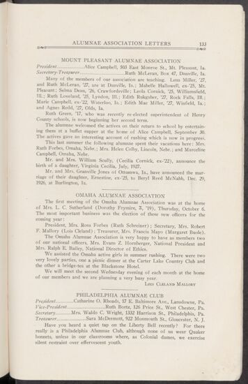 Alumnae Associations: Omaha Alumnae Association, November 1927 (Image)
