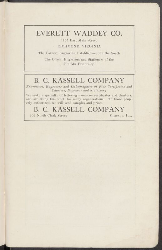 B. C. Kassell Company Advertisement Image