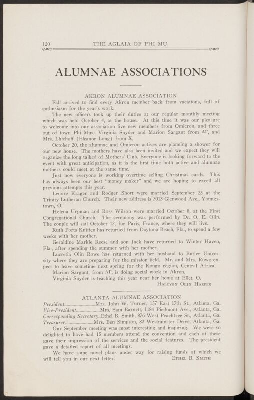 Alumnae Associations: Atlanta Alumnae Association, November 1927 (Image)