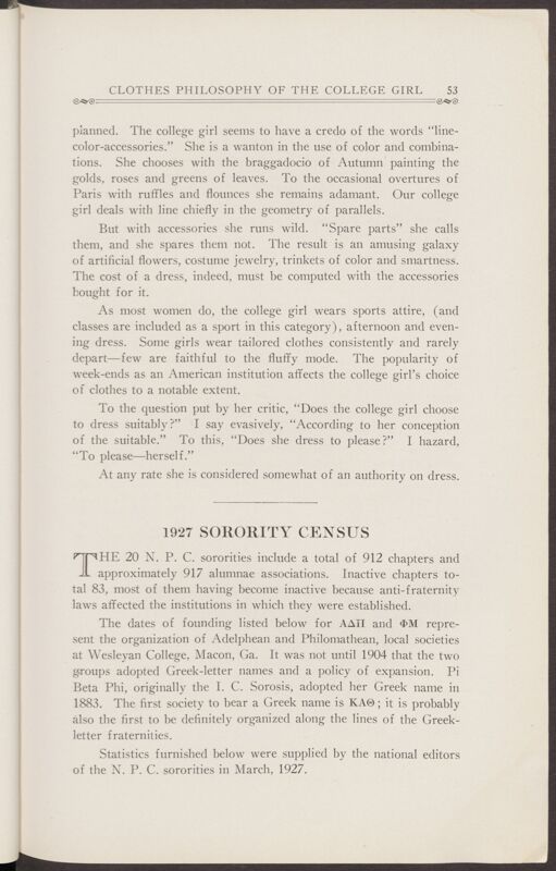 1927 Sorority Census (Image)