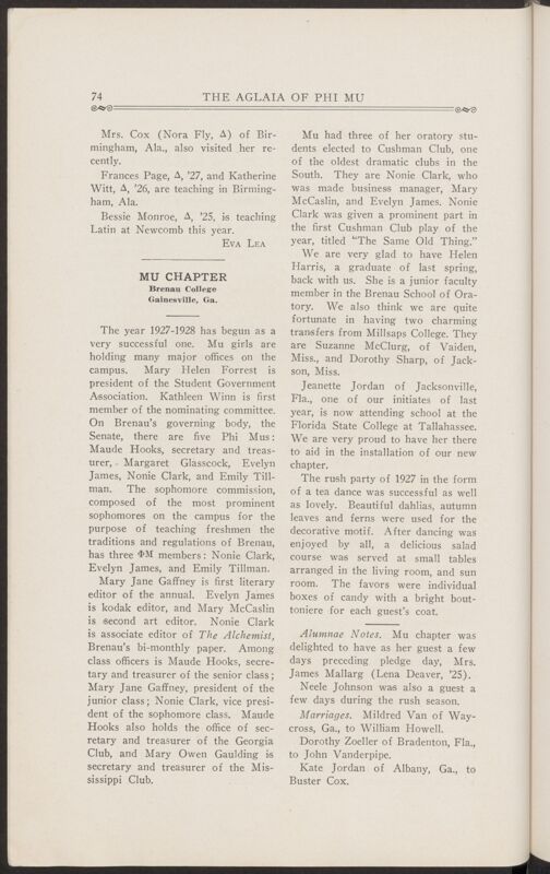 November 1927 Chapter Letters: Mu Chapter Image