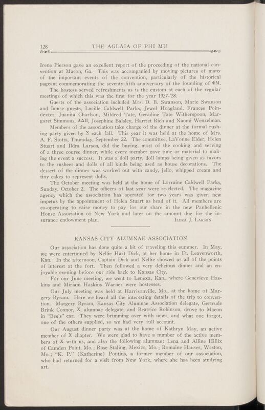 Alumnae Associations: Kansas City Alumnae Association, November 1927 (Image)