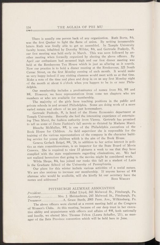 Alumnae Associations: Pittsburgh Alumnae Association, November 1927 (Image)