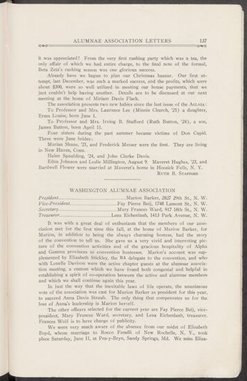 Alumnae Associations: Washington Alumnae Association, November 1927 (Image)