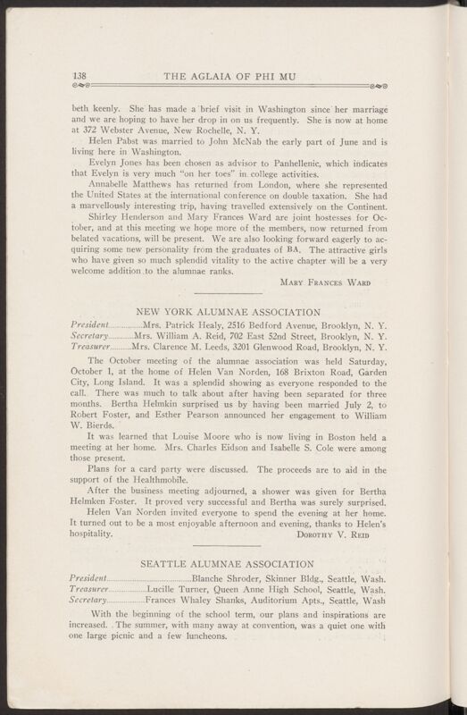 Alumnae Associations: Seattle Alumnae Association, November 1927 (Image)