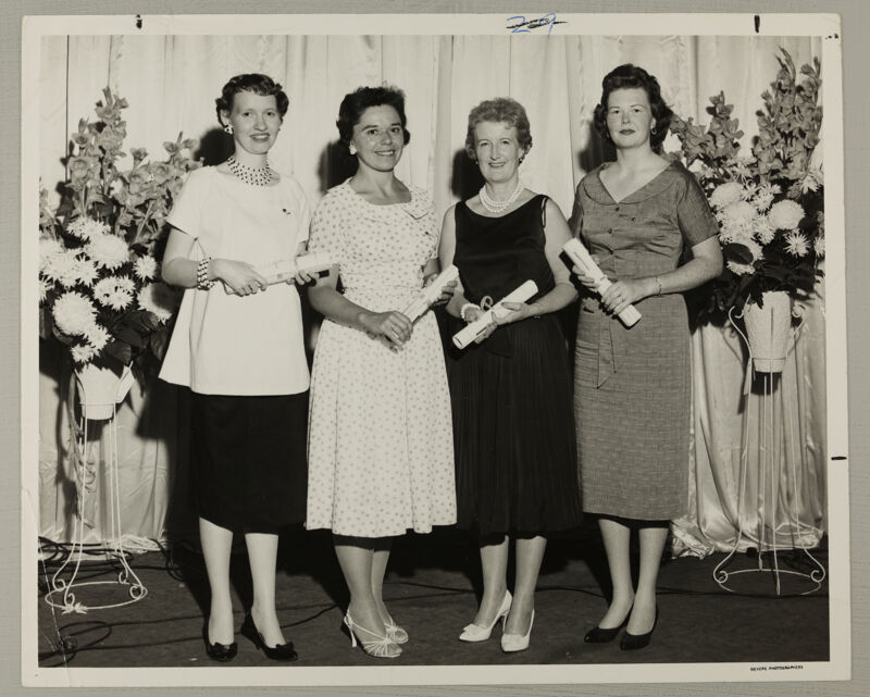 Bennett, Kalkbrenn, Cassidy, and Patterson With Alumnae Awards Photograph, June 25-30, 1960 (Image)
