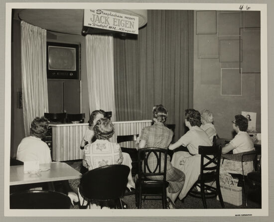 Phi Mus Watch Carnation Queens on Television at Convention Photograph, June 25-30, 1960 (image)