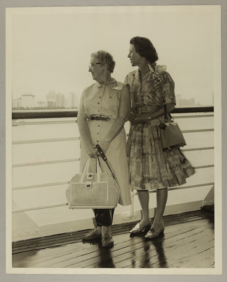 Nina Toups and Leona Hughes Aboard S.S. Florida Photograph, July 6, 1962 (image)