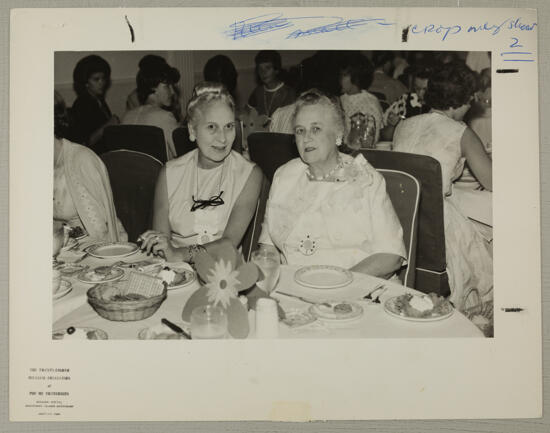 Bonnie Rossberg and Ruth Fox at Convention Dinner Photograph, July 3-7, 1964 (image)