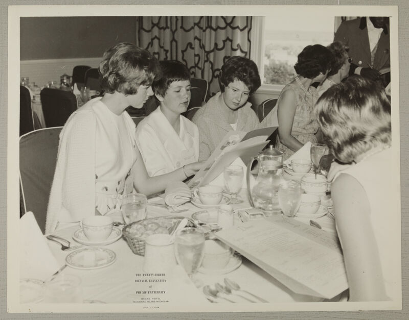 Phi Mus Read Dinner Menus at Convention Photograph, July 3-7, 1964 (Image)