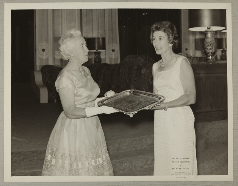 Two Unidentified Phi Mus With Silver Tray Photograph, July 3-7, 1964 (Image)
