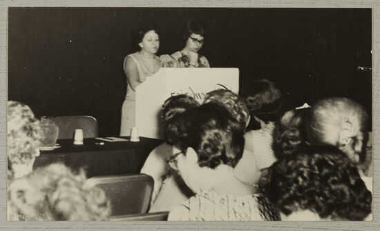 Diane Bostick and Constance Klages Present Alumnae Workshop Photograph, June 30-July 5, 1966 (image)