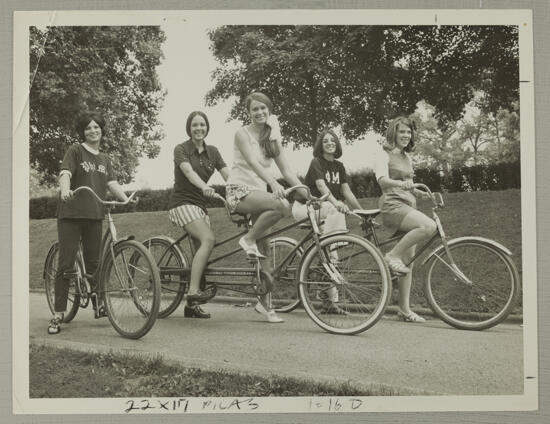 Five Phi Mus on Bicycles at Convention Photograph, July 5-10, 1970 (image)