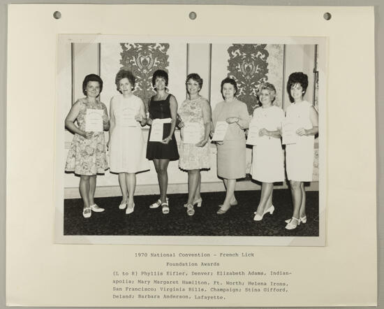 Alumnae Master Builder Foundation Award Winners Photograph, July 5-10, 1970 (image)