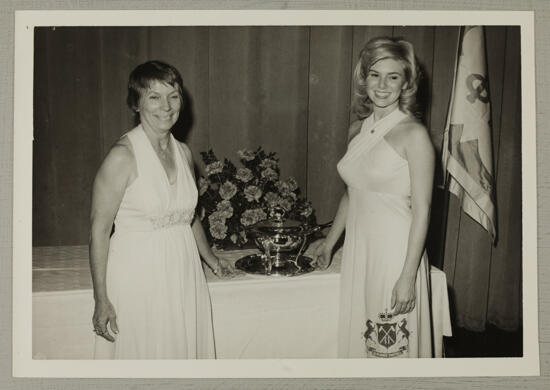 Elizabeth Haxthausen and Catherine McLeroy with Achievement Award Photograph, August 2-7, 1974 (image)