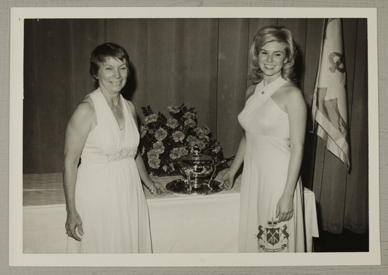 Elizabeth Haxthausen and Catherine McLeroy with Achievement Award Photograph, August 2-7, 1974 (Image)