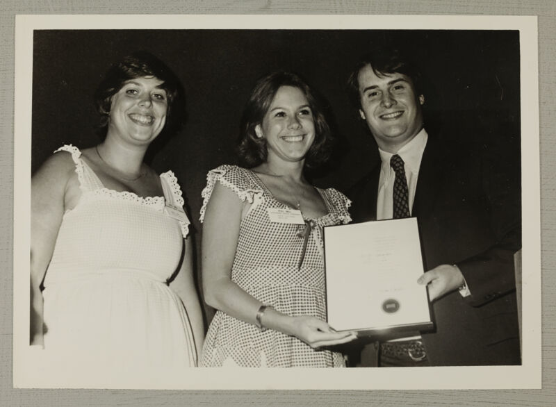 Two Phi Mus and Man With Award at Convention Photograph, July 2-6, 1978 (Image)