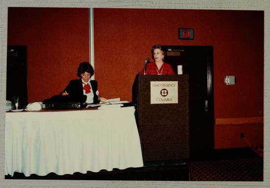 Pam Wadsworth and Adele Williamson Leading Convention Event Photograph, June 30-July 5, 1984 (image)