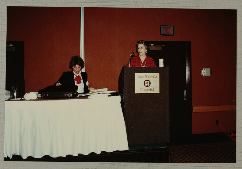 Pam Wadsworth and Adele Williamson Leading Convention Event Photograph, June 30-July 5, 1984 (Image)