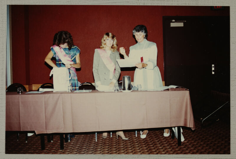 Joyce Zanello with Two Convention Pages Photograph, June 30-July 5, 1984 (Image)