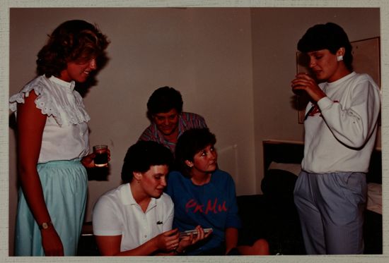 Dobbs, Shrag, and Three Unidentified Phi Mus at Convention Photograph, June 30-July 5, 1984 (image)