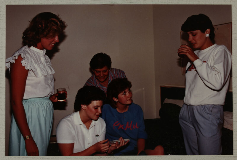 Dobbs, Shrag, and Three Unidentified Phi Mus at Convention Photograph, June 30-July 5, 1984 (Image)