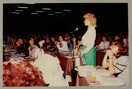 Unidentified Phi Mu Speaking at Convention Session Photograph, June 30-July 5, 1984 (image)