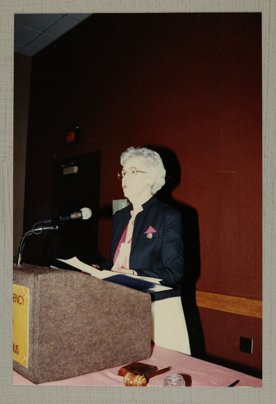 Unidentified Phi Mu Speaking at Convention Photograph 2, June 30-July 5, 1984 (Image)