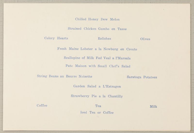 June 24-29 The Essex and Sussex Welcome Dinner Menu Image