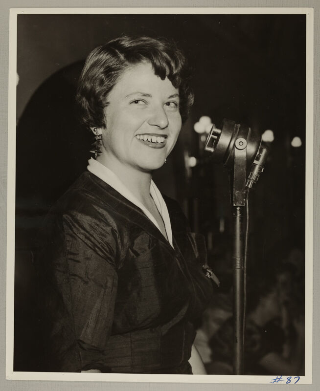 Diane Bostick at Microphone During Convention Photograph, July 11-16, 1954 (Image)