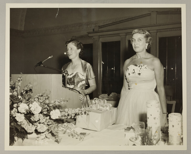 Hazel Benninghoven and Polly Freear Speaking at Convention Photograph, July 11-16, 1954 (Image)