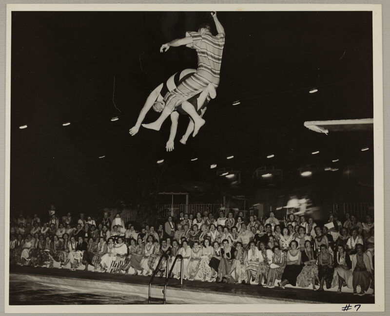 Two Performers Diving Into Water at Convention Pool Show Photograph, July 11-16, 1954 (Image)