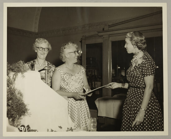 Elva Evans Receiving Alumnae Achievement Award at Convention Photograph, July 11-16, 1954 (image)