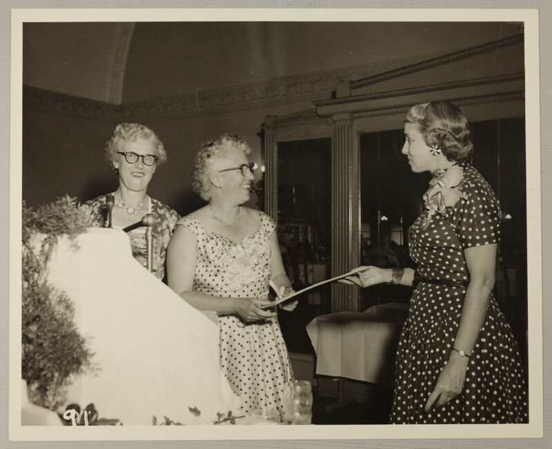 Elva Evans Receiving Alumnae Achievement Award at Convention Photograph, July 11-16, 1954 (Image)