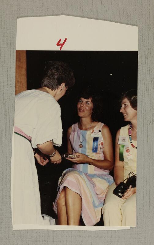 Mary Ann Cox Greeting Phi Mus at Convention Photograph, July 6-10, 1986 (Image)