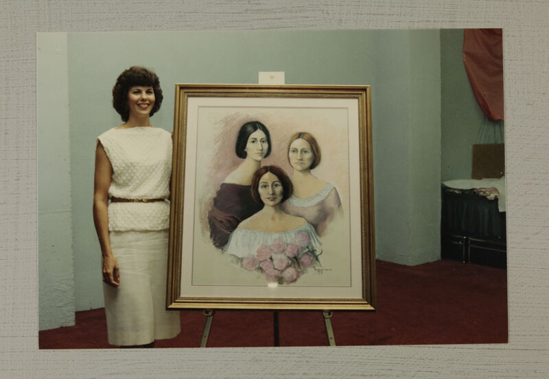 Mary Ann Cox with Painting at Convention Photograph 1, July 6-10, 1986 (Image)