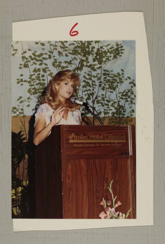 Unidentified Phi Mu Speaking at Convention Photograph 3, July 6-10, 1986 (Image)